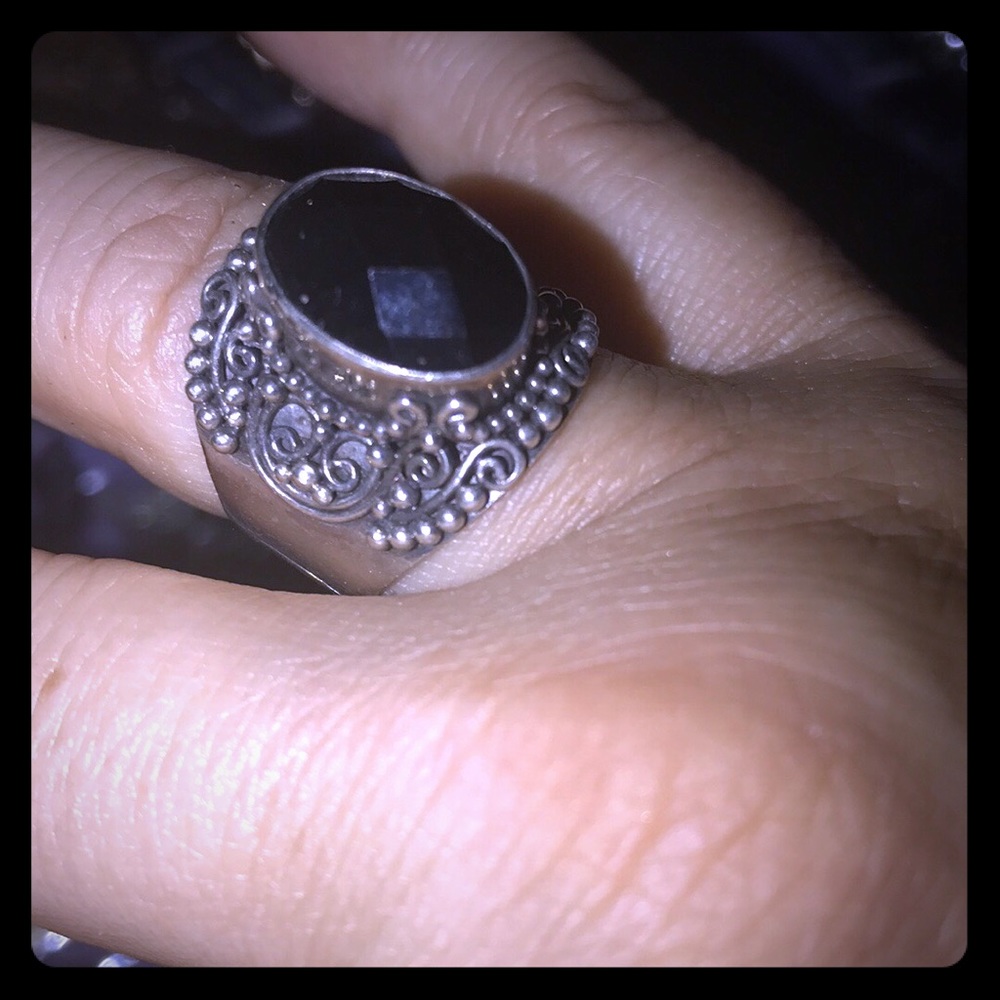 Sterling silver black onyx ring